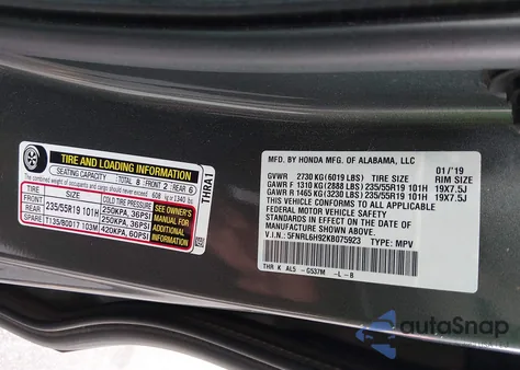 2019 Honda Odyssey Elite from USA, damaged, VIN 5FNRL6H92KB075923